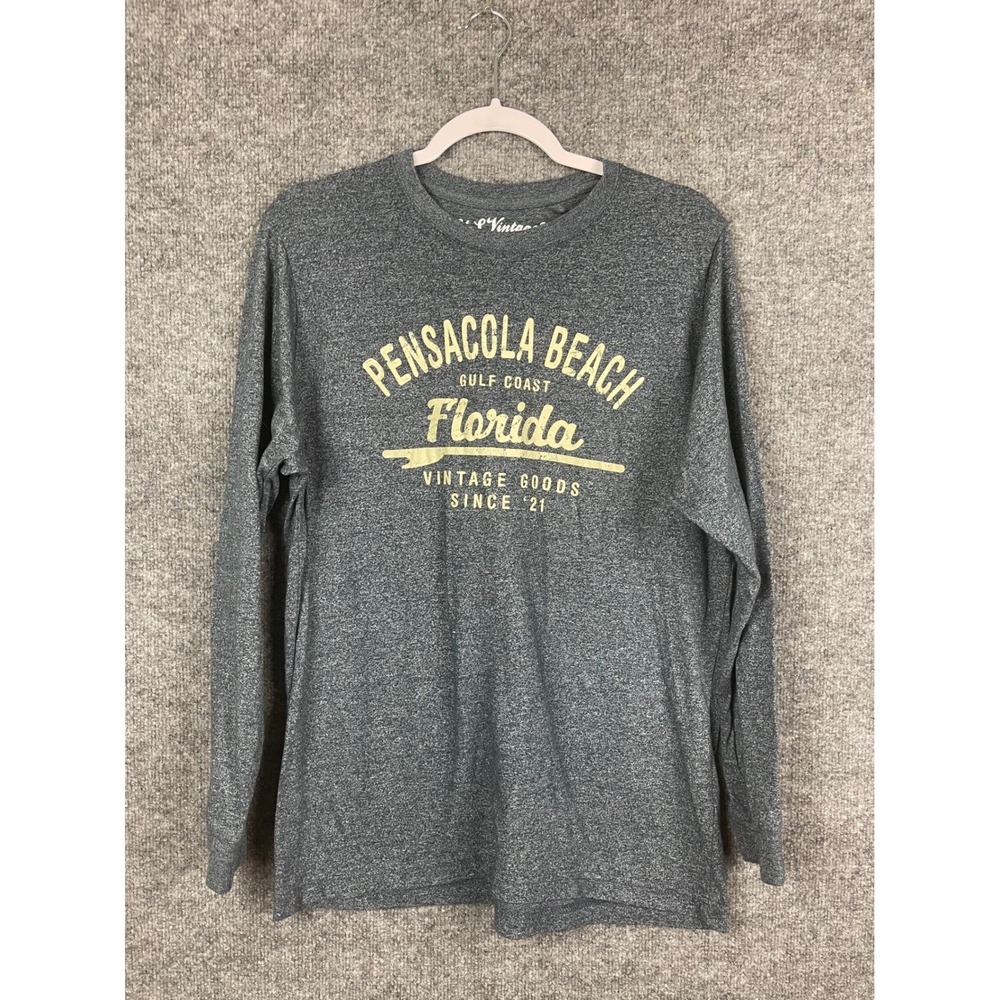 Pensacola Beach Tee Women's Small Gray Excellent Long‎ Sleeve Graphic